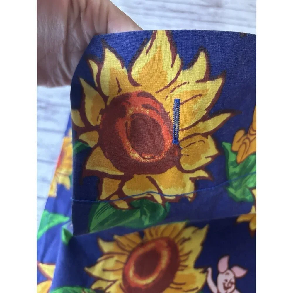 Vintage Disney Winnie the pooh & friends Blue Sunflower shower curtain 70x70”
